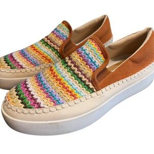 Outwoods Shauna-8 Womens 11 Multicolor Woven Chevron Platform Slip On Sneakers